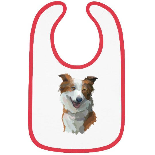 Cute Brown Border Collie Dog Watercolor Painting Bibs