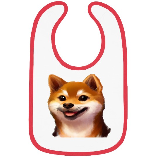 smiling little shiba inu puppy Sticker Bibs