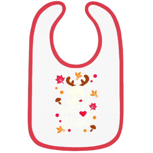 deer leaves skeleton Bibs