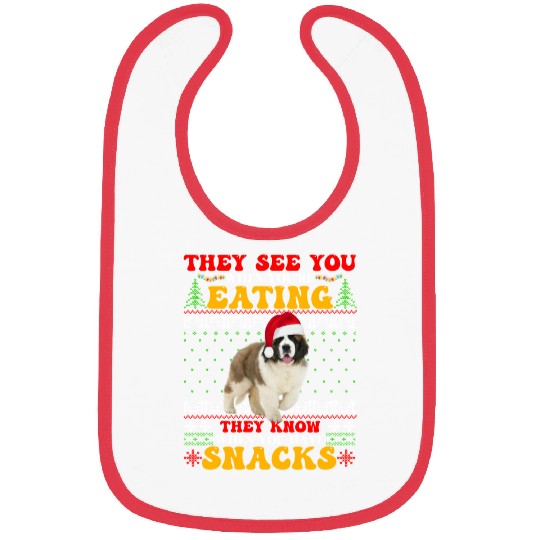 Saint Bernard Ugly Christmas They See Youre Eating Bibs