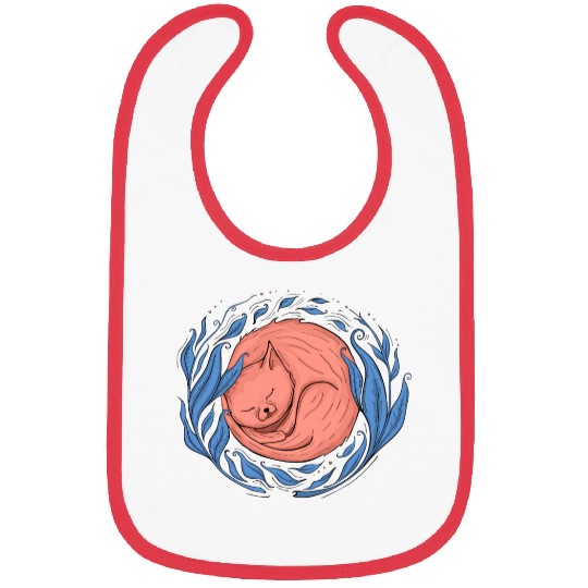 A sleeping cat surrounded by leaves Bibs