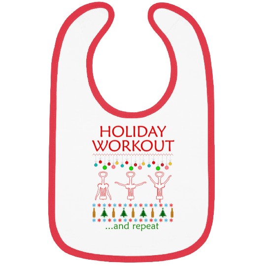 Holiday Workout Drink And Repeat Wine Christmas Bibs