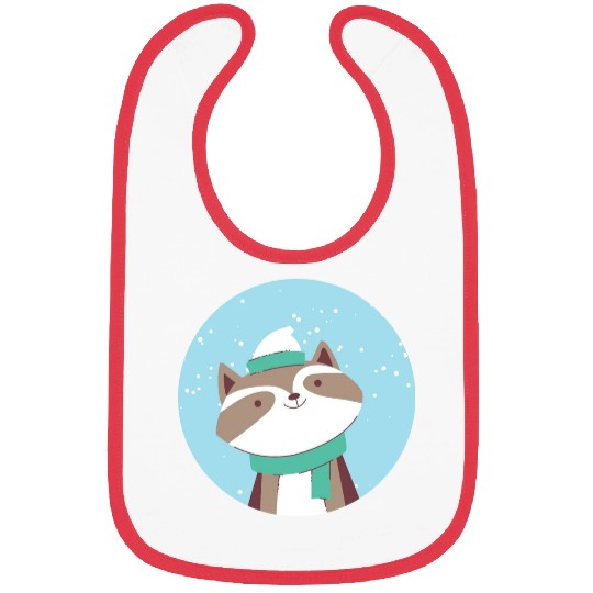kawaii cute funny raccoon feels cold in winter Bibs