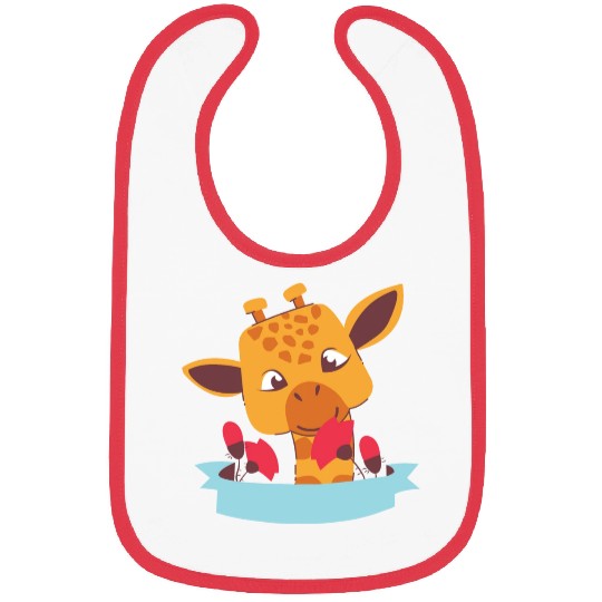 kawaii funny cute baby giraffe smells flowers Bibs