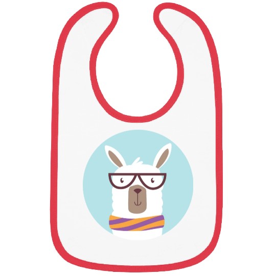 kawaii funny llama wearing glasses and feels cold Bibs