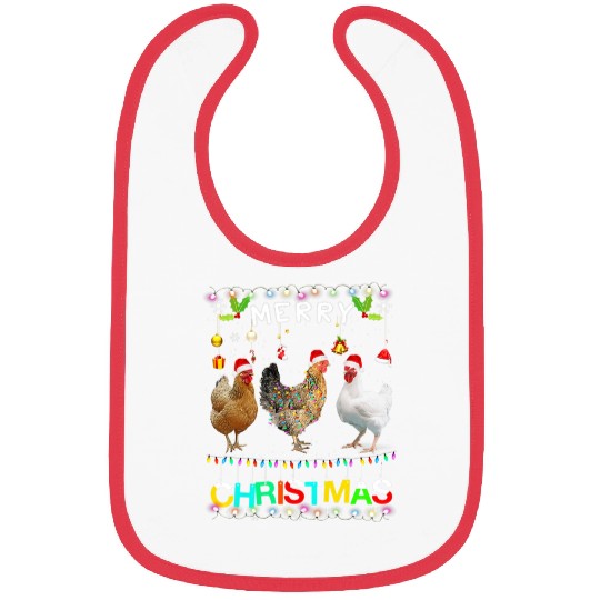 Merry Christmas Chicken Lights Xmas Funny Bibs