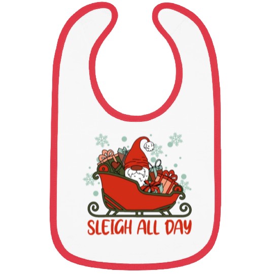Xmas Christmas Sleigh All Day Gnome Bibs