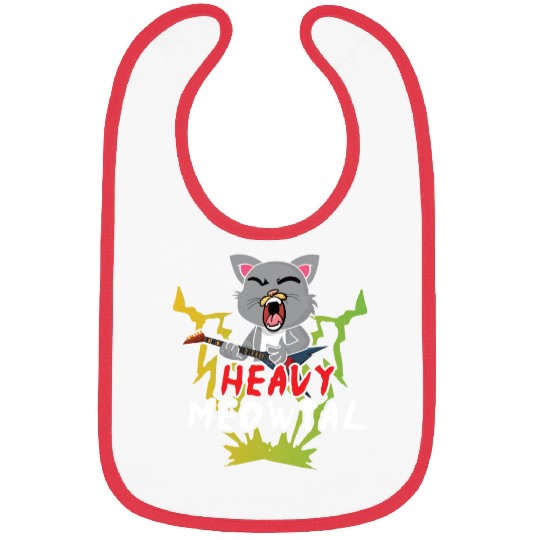Cute Cat Heavy Meow Metal Music Lover Guitar Bibs
