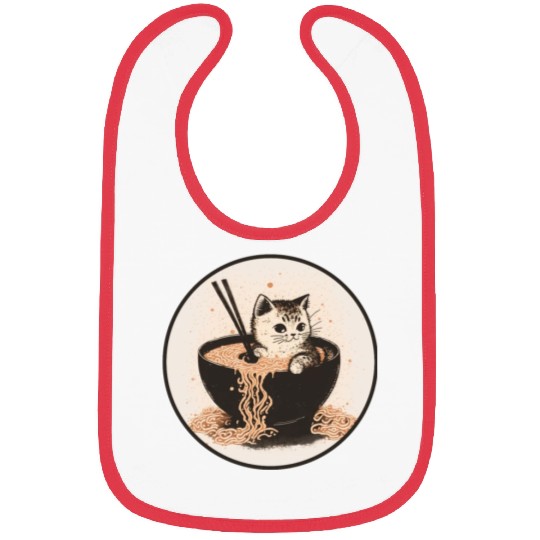 Cat Cat Ramen Noodles Cute Kitten Noodle Soup Bibs