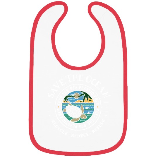 Save The Ocean Keep The Sea Plastic Free Turtle Bibs