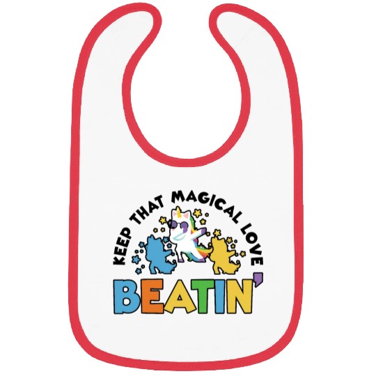 Rainbow Animal Singing Playing Unicorn Lover Bibs