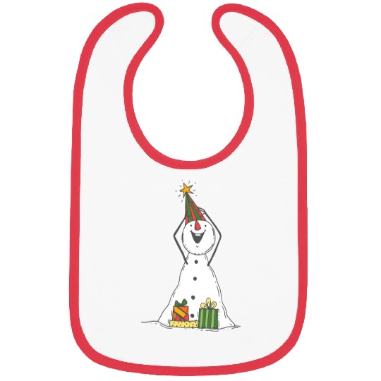 funny snowman with mustache and carrot Bibs