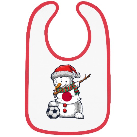 Soccer Boy Dabbing Snowman Christmas Jersey Japan Bibs