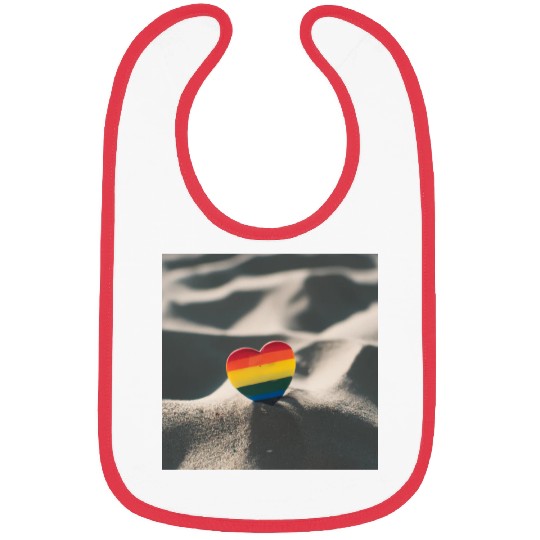 LGBTQ Pride Love Heart in Sand Bibs