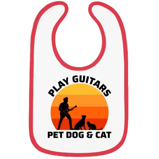Bass Guitar Player Musician Bassist Cat Dog Animal Bibs