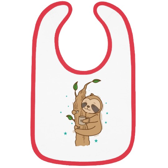 Sloth with Cup of Tea or Coffee lazy Bibs