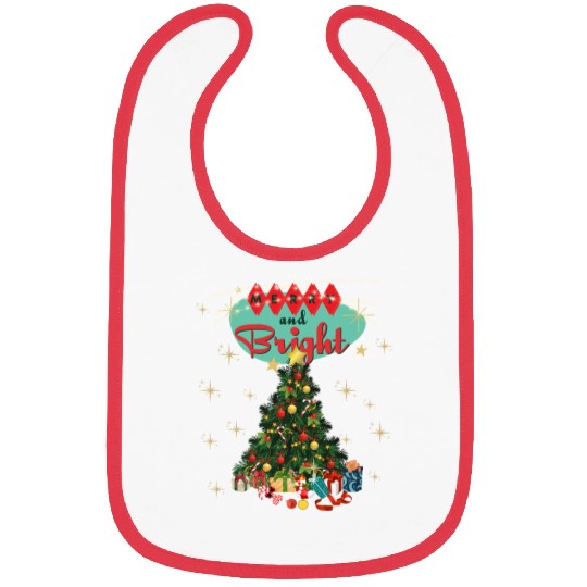 Merry and Bright Retro Christmas Bibs