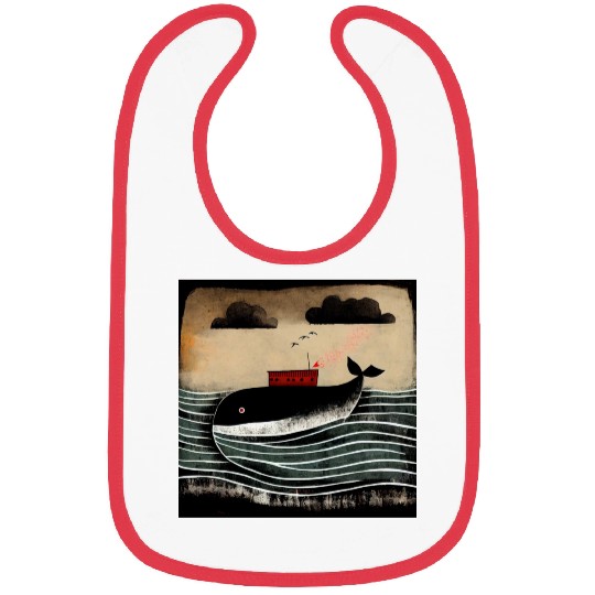 Whale and a ship Bibs
