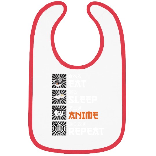 Eat, Sleep, Anime, Repeat - Gift For Christmas Day Bibs