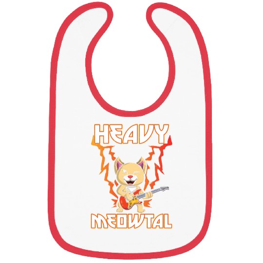 Heavy Meow Metal Music Lover Guitar Kawaii Cat Bibs