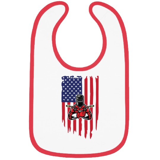 welder usa flag Bibs