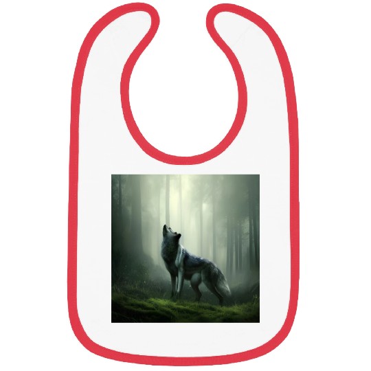 Howling wolf at midnight Bibs