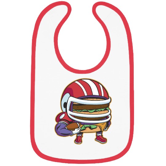 American Football Burger Player Funny Cartoon Fan Bibs