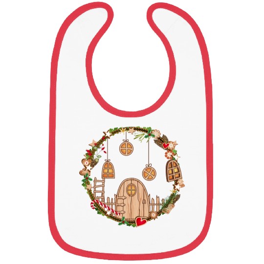 Elf door in Christmas wreath for Christmas Bibs