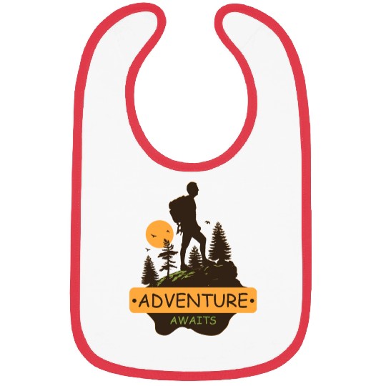 Adventure awaits print brown Bibs