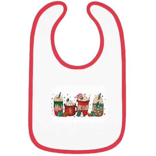 Christmas Coffee Cup Bleached Bibs