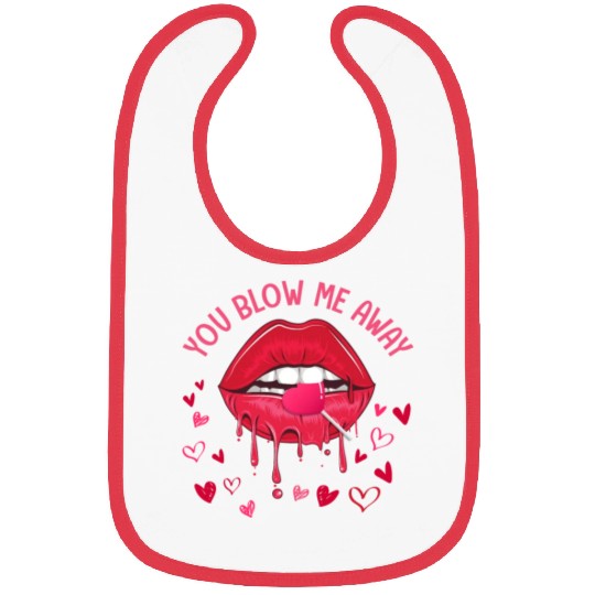 You Blow Me Away Lip Heart Lollipop Valentines Day Bibs