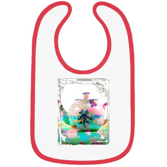 Japan Tea Pot Floral Pattern Chrysanthemum Cherry Bibs