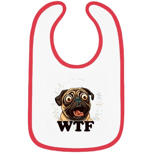 Surprised Cute Cartoon Plug. Open-eyed dog. Bibs
