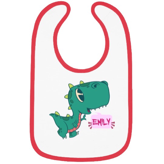 EMILY - Lovely girl name with cute dinosaur Bibs