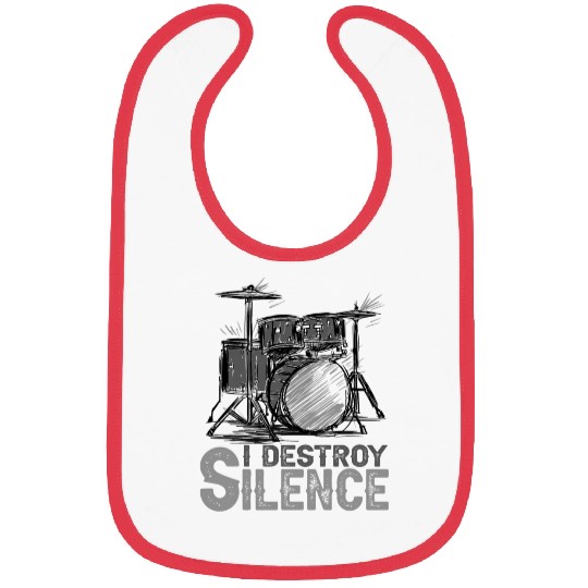 I Destroy Silence Drummer Band Music Beat Drum Bibs