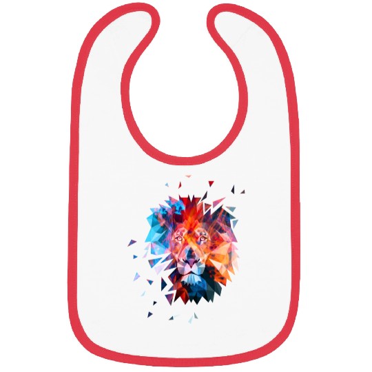 Colorful Geometric Pattern Lion Geometric Animal Bibs