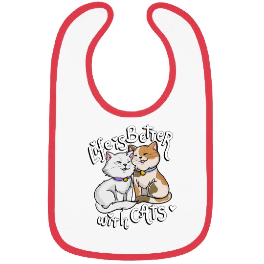 Valentine's Cat Lover Life Is Better With Cats mot Bibs