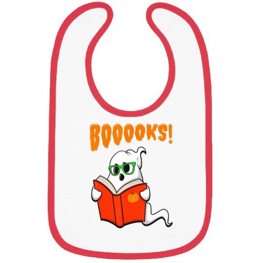Funny Teacher Halloween Ghost Books Reading Bibs
