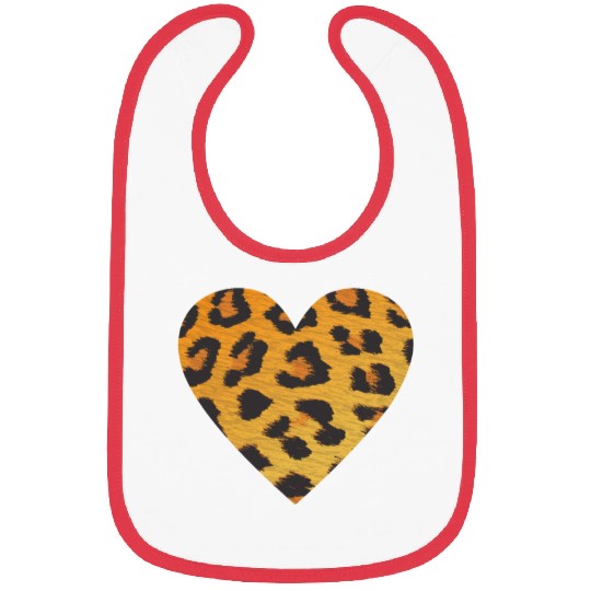 Heart Leopard Print Bibs