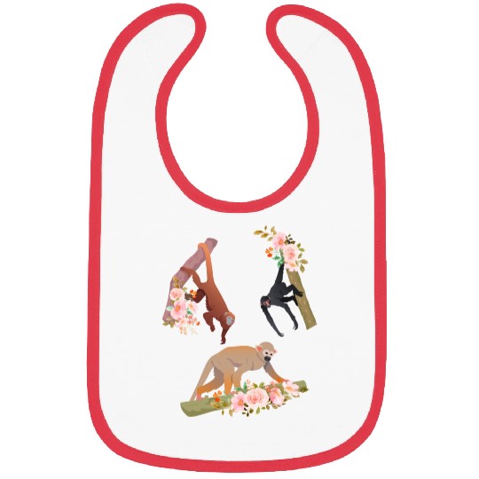 Orangutan Monkey Flowers Monkeys Bibs
