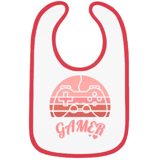 Pink Retro Gamer Valentine Day Bibs