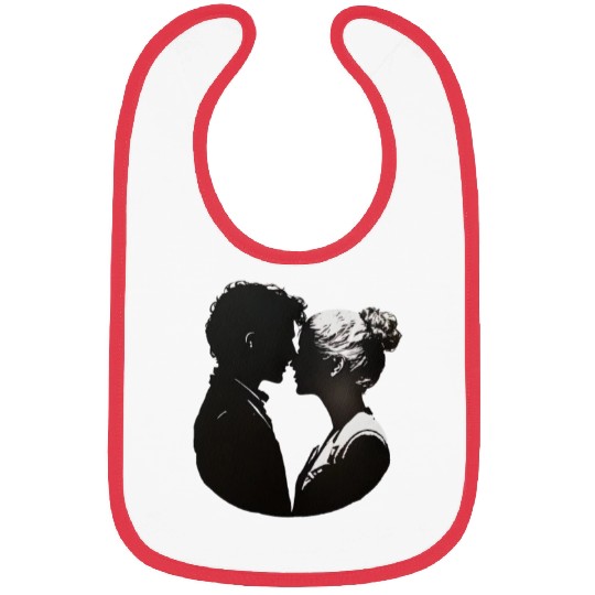 Sweet Couple's Loving Embrace, Valentine's Gift, Bibs