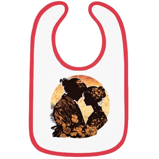 Romantic Embrace, Ukiyo-E Valentine's Day Design, Bibs