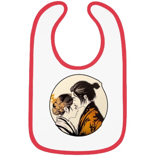 Romantic Embrace, Ukiyo-E Valentine's Day Design, Bibs