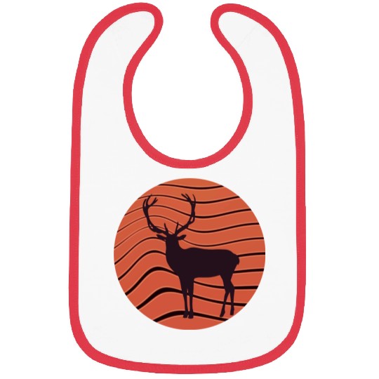 Vintage retro sunset sunrise nature deer funny Bibs