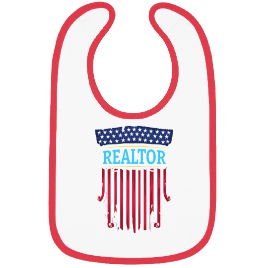 Proud American Patriotic USA Flag Realtor Real Est Bibs