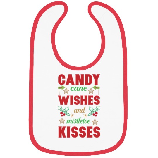 Candy cane wishes and mistletoe kisses Bibs