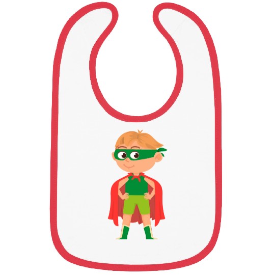 Funny Kid in Superhero Costume Bibs