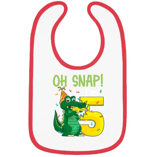 Oh Snap I'm 5 Crocodile 5th birthday Alligator Bibs