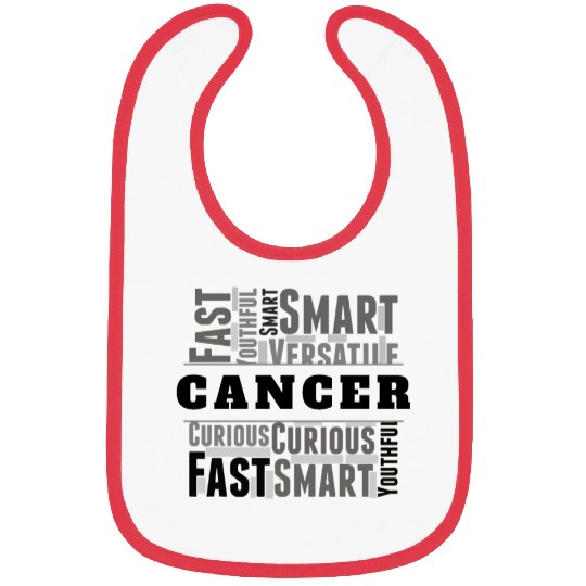 Cancer Zodiac Star Sign Word Cloud Square Monochro Bibs